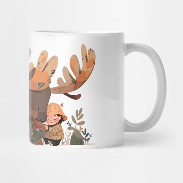 Cute Moose Animal Loving Cuddle Embrace Children Kid Tenderness by Cubebox